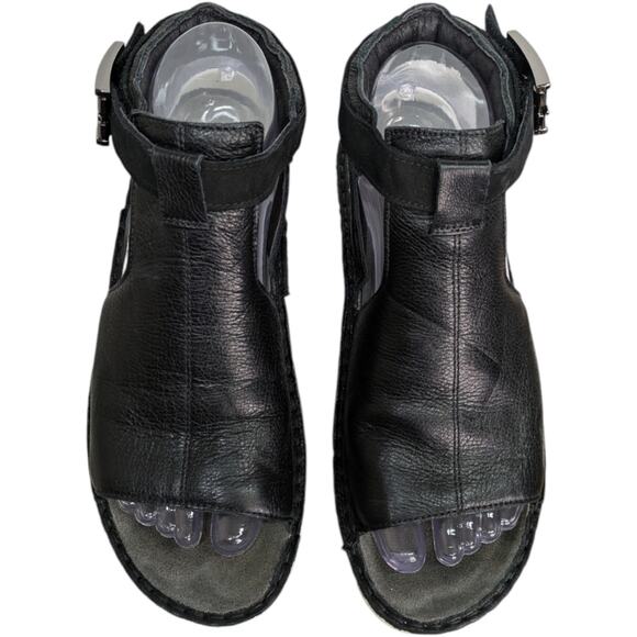 Black Leather Women's Sandals - Picture 7 of 12